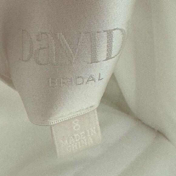 David’s Bridal Wedding Dress Womens Sz 8 strapless crinkle lace chiffon Princess - Picture 11 of 13